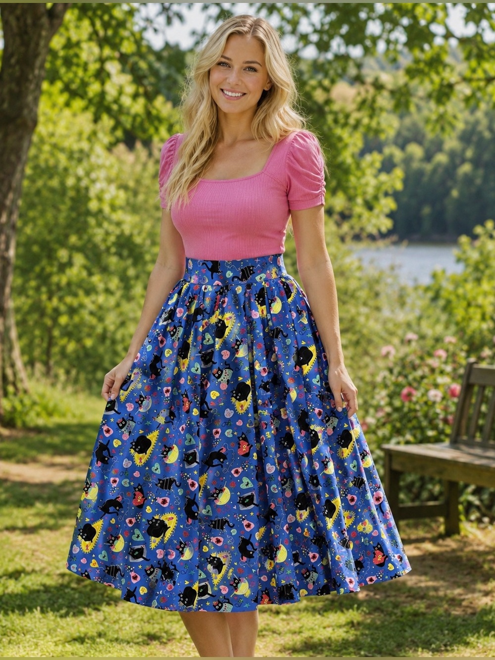 Purple Cat Doris Skirt by Retrolicious